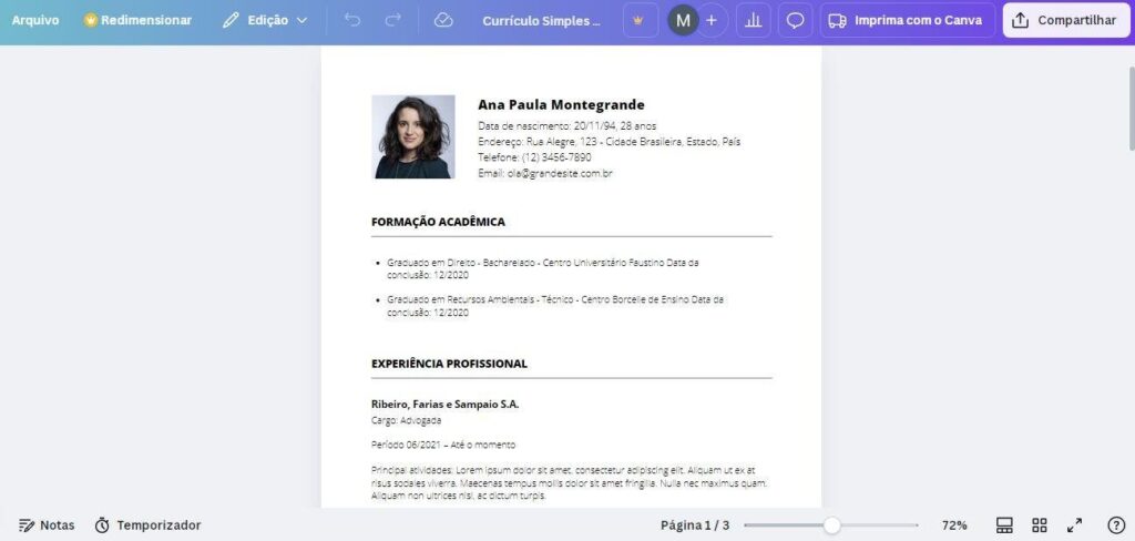 Modelos de currículos simples