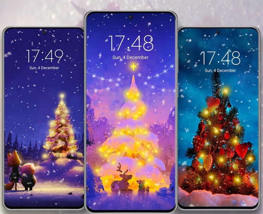Papel de parede de árvore de Natal animado para baixar grátis no celular 3 Papel de parede de árvore de Natal
