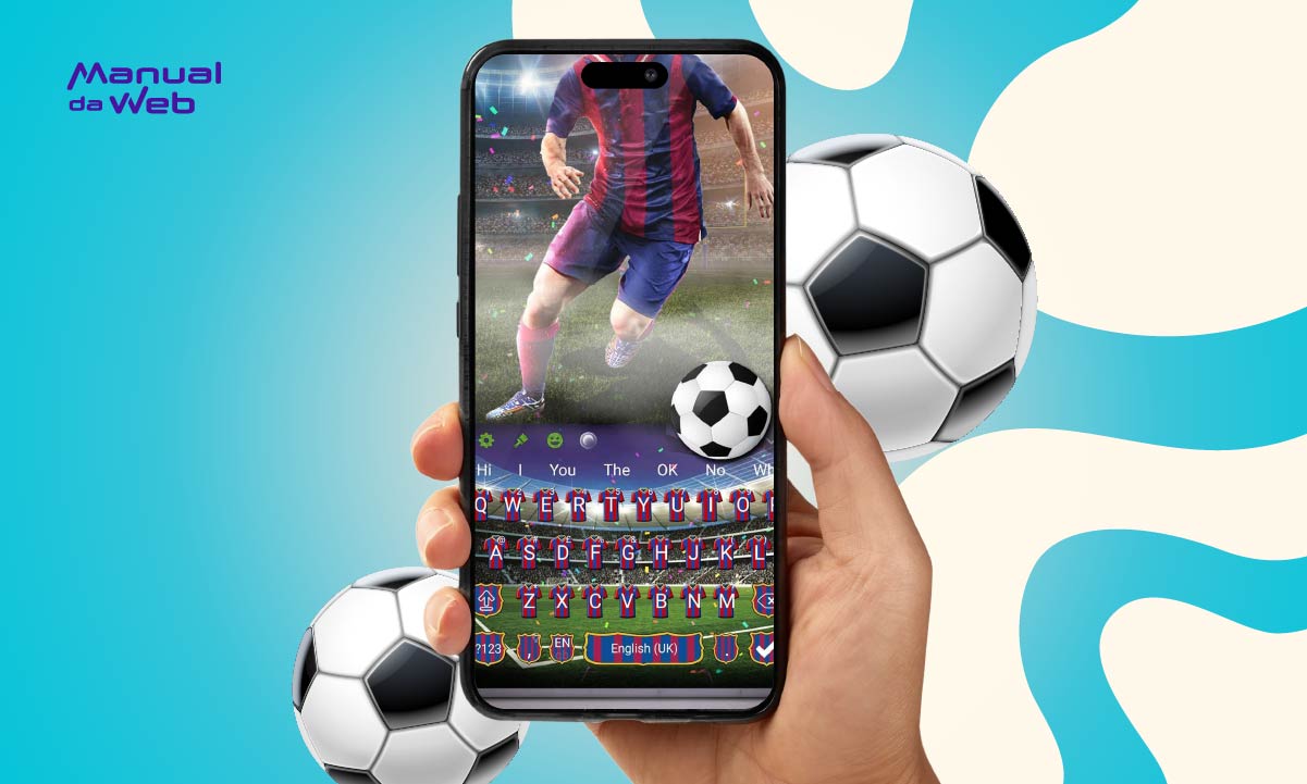 Teclado com tema de futebol