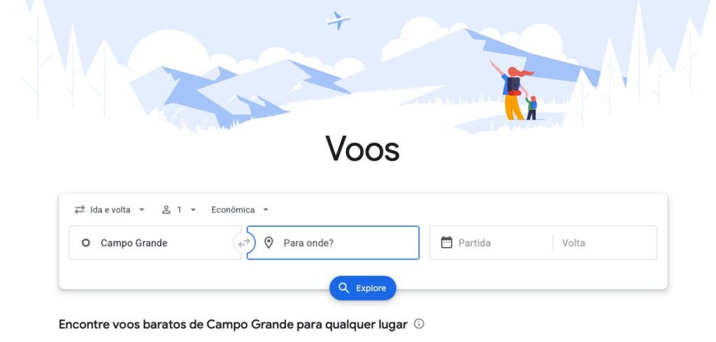 Passagens aéreas baratas no Google