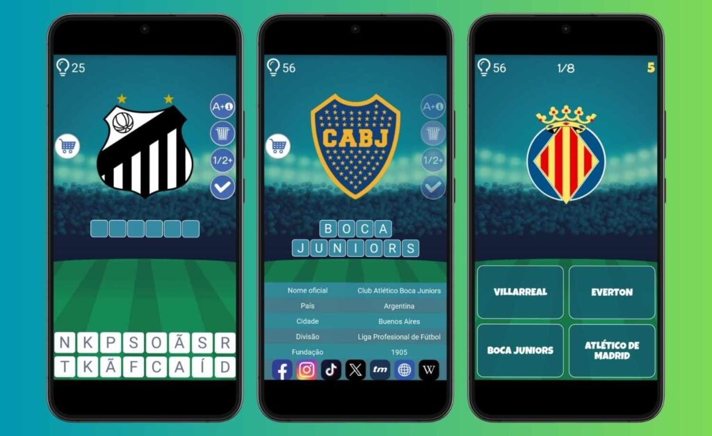 Jogo para adivinhar o nome dos escudos de times de futebol 2 Escudos de times de futebol