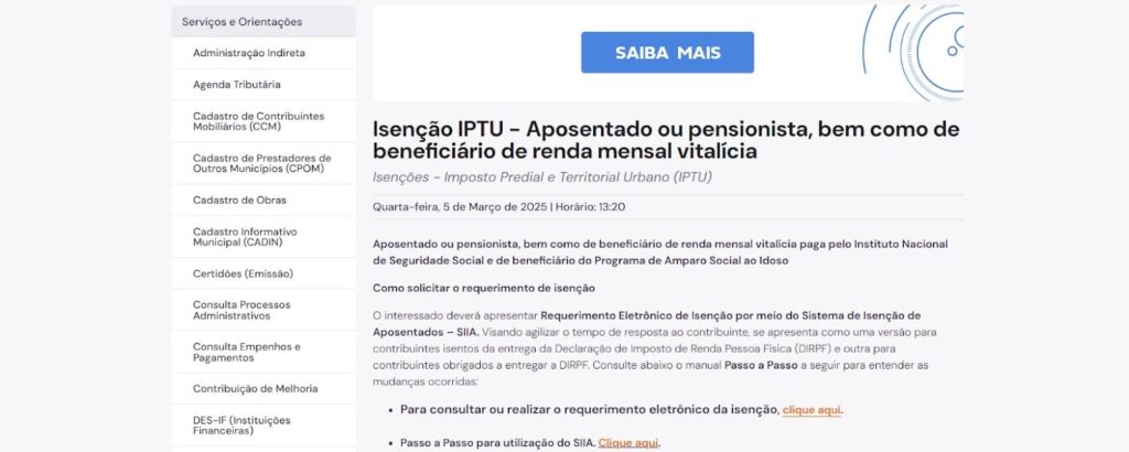 Benefícios para idosos em SP