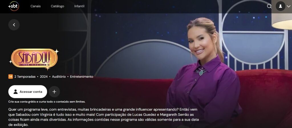 Assistir ao Sabadou com Virginia