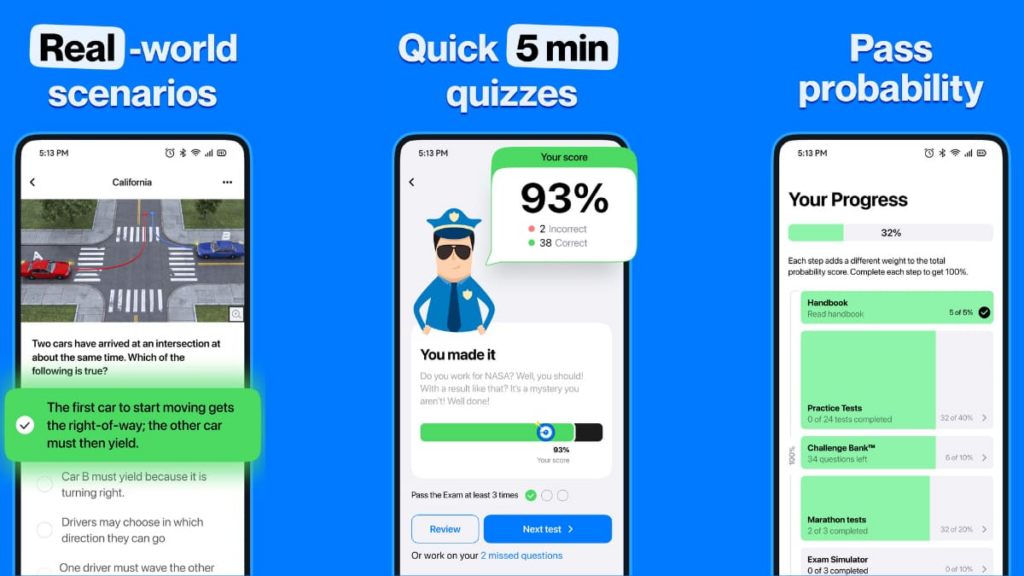 Driver's license exam app