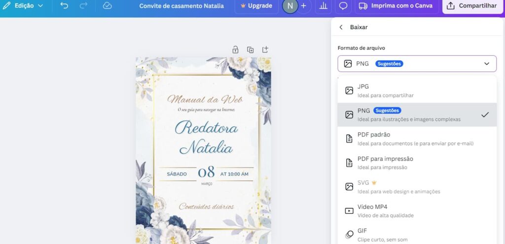 Convite de casamento