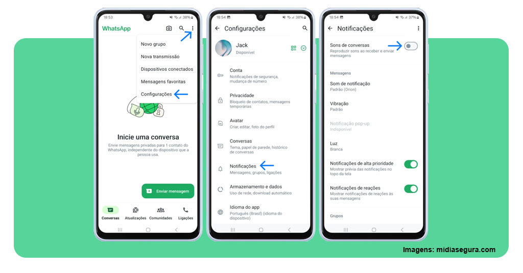 Corpo2 volume do WhatsApp