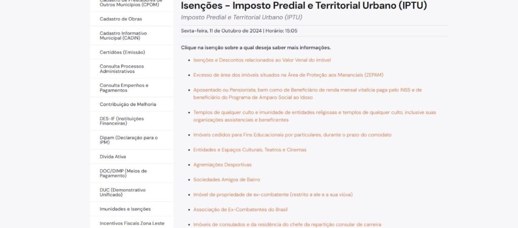 Direito à isenção no IPTU 2025