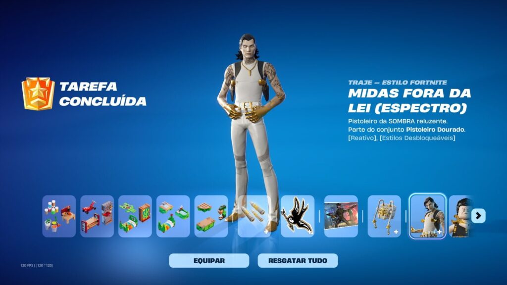 Traje Midas Fora da Lei no Fortnite