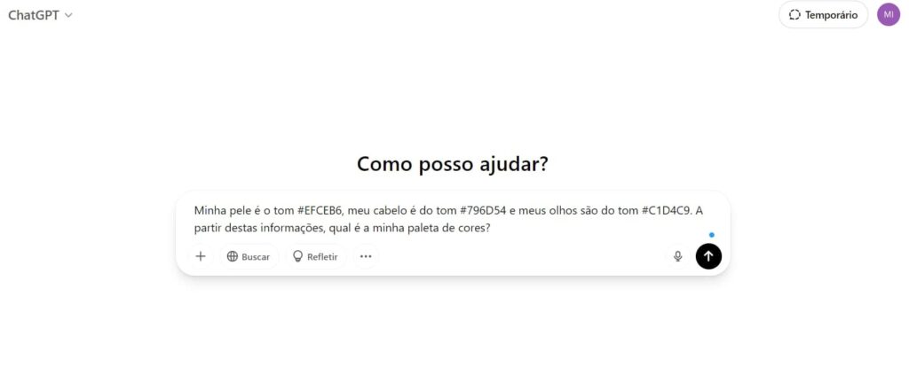 Paleta de cores com o ChatGPT