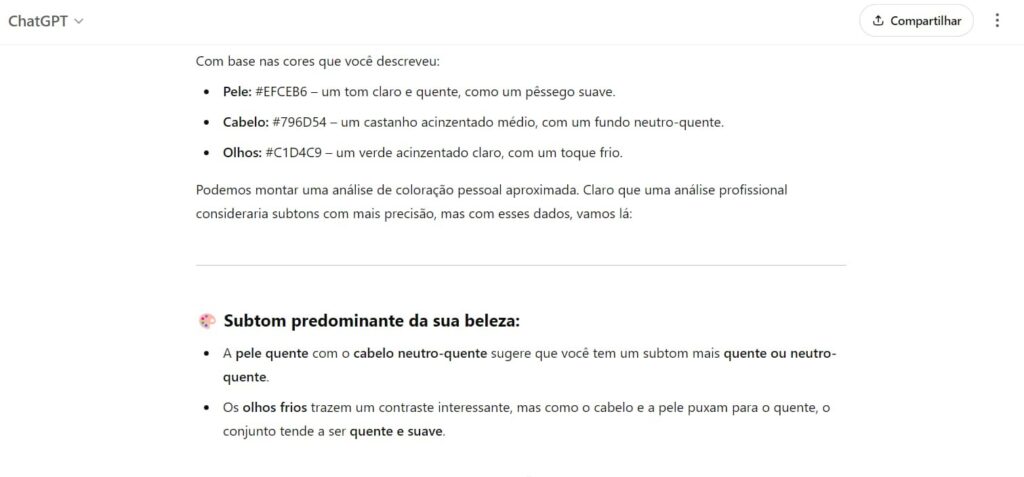 Paleta de cores com o ChatGPT