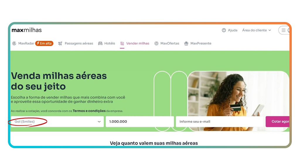 Aplicativo para vender milhas