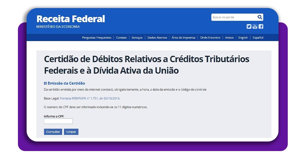Certidão Negativa de Débito Federal