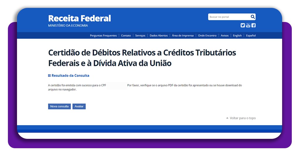 Certidão Negativa de Débito Federal