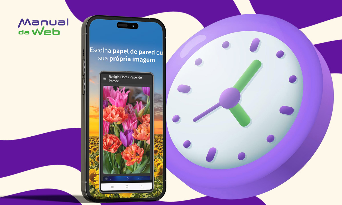 Relógio com fundo de flores