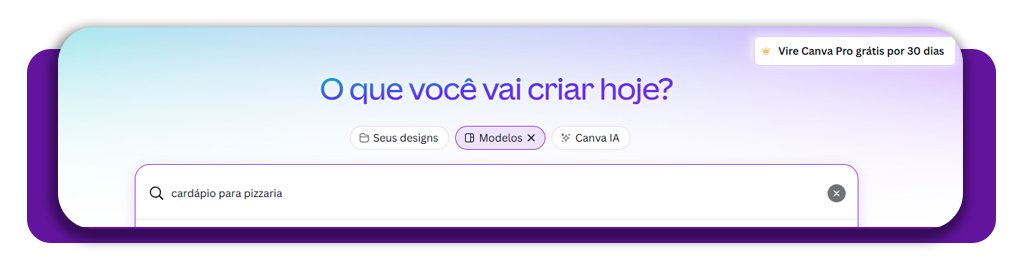 Cardápio para pizzaria