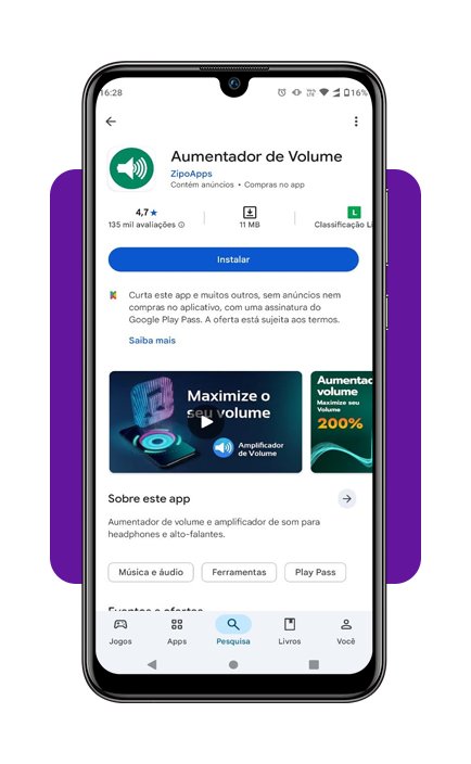 Aumentar o volume do fone de ouvido