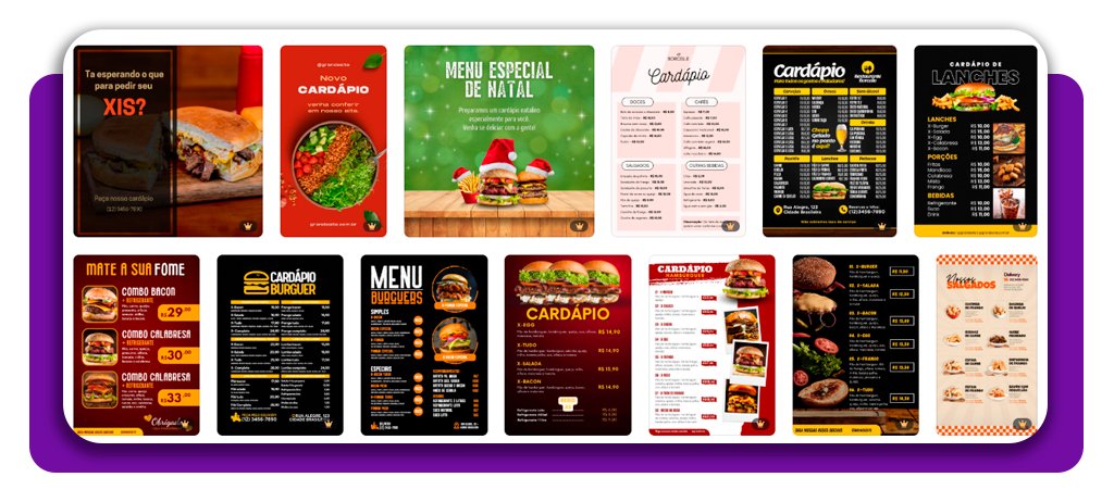 Cardápio para lancheria