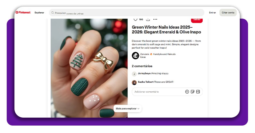 Unhas decoradas para o Natal