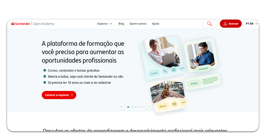 Cursos gratuitos do Santander