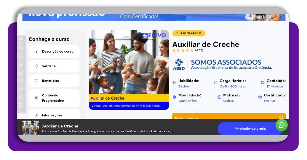 Curso grátis de auxiliar de creche
