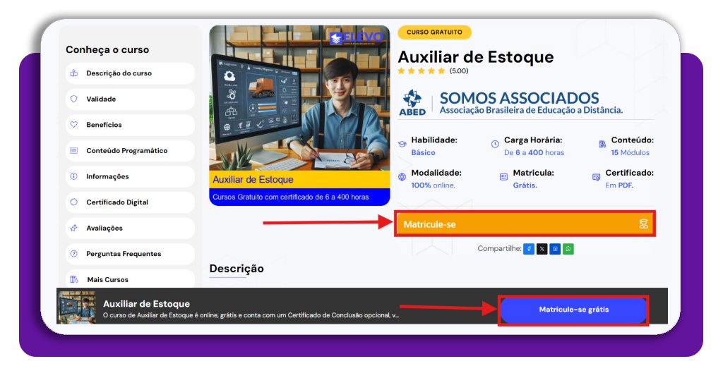 Auxiliar de estoque grátis