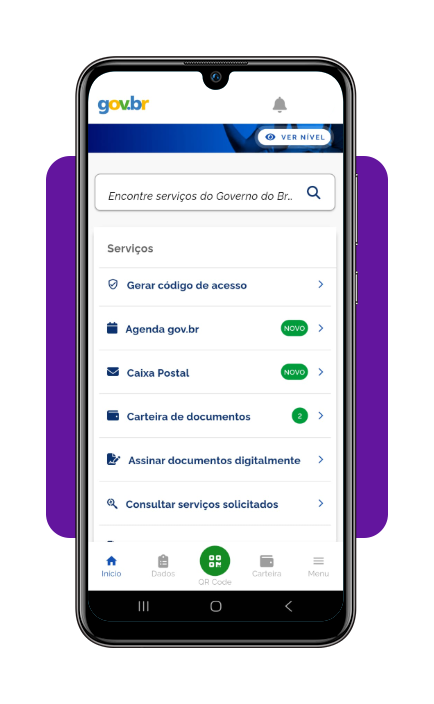 Conheça o app que baixa o RG Digital no seu celular grátis 3 Interface do aplicativo Gov.br mostrando Carteira de documentos