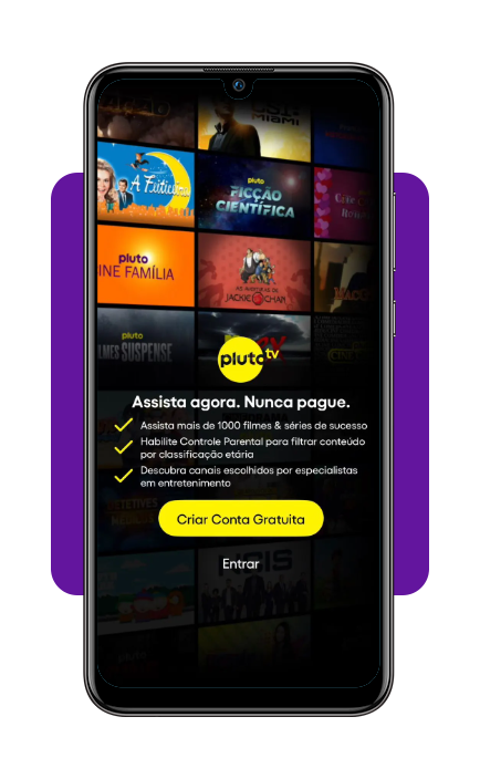Tela de cadastro do Pluto TV