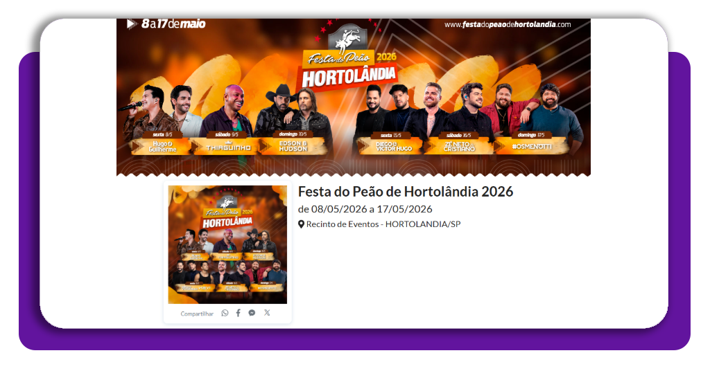 Agenda de rodeios: saiba quais shows vão acontecer perto de você 3 Site oficial de evento de rodeio para compra de ingressos
