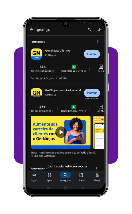 App para buscar serviço de lavadeira: ganhe até R$ 150 por lavagem 2 Download do aplicativo GetNinjas