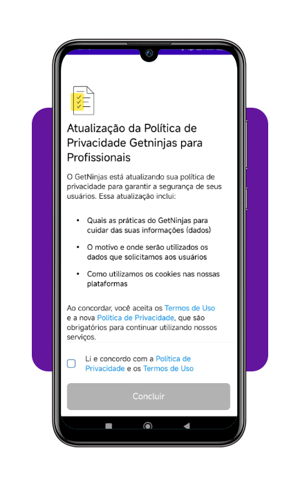 App para buscar serviço de lavadeira: ganhe até R$ 150 por lavagem 5 Aceitando termos e políticas do GetNinjas
