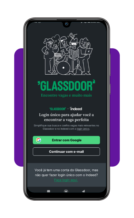 Criando conta no Glassdoor