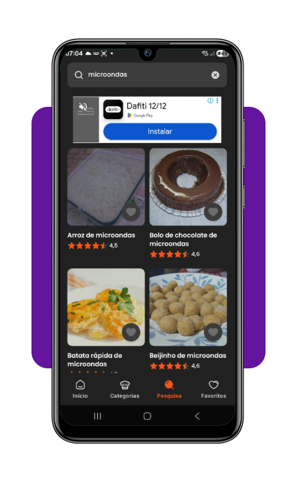 Acesse +500 receitas de micro-ondas para preparar em minutos 3 Busca por receitas de micro-ondas no app TudoGostoso