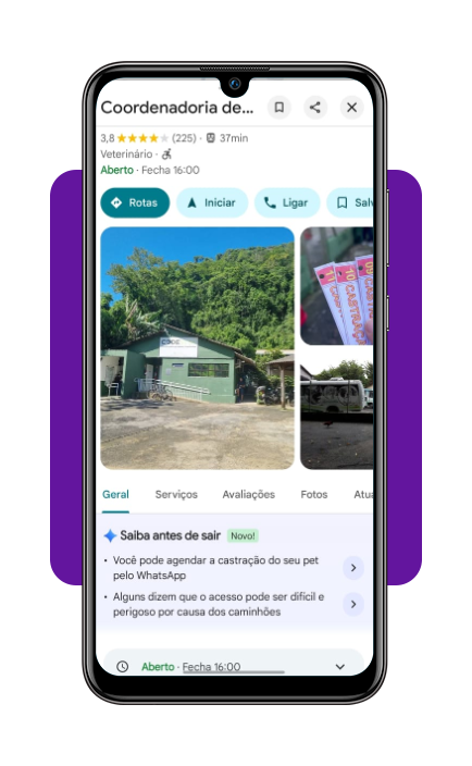 Encontre pelo GPS locais com veterinário grátis perto de casa 4 Informações do veterinário no Google Maps