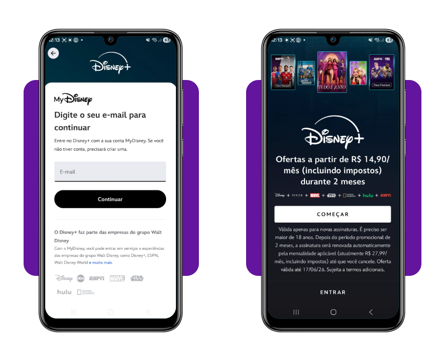 Passo 1 para criar conta no Disney+ — tela de cadastro com e-mail