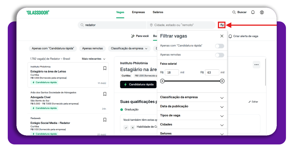 Passo 5 configuração de alertas no Glassdoor