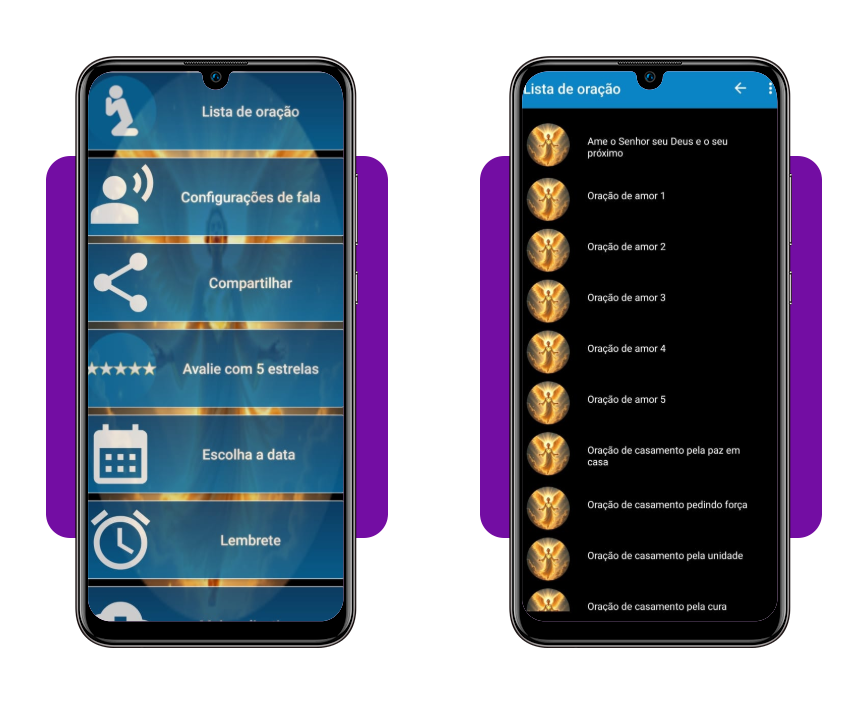 Passo 2 para acessar a lista de orações no app