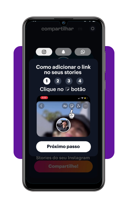 Passo 5 do NGL: crie um story com o link copiado